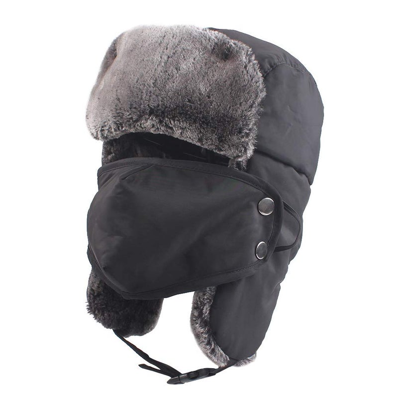 Zsedrut Winter Boy Trapper Trooper Hat Outdoor Warm Girls Ski Cap Windproof Mask Ear Flaps Hats for Kids (Black) - Image 1